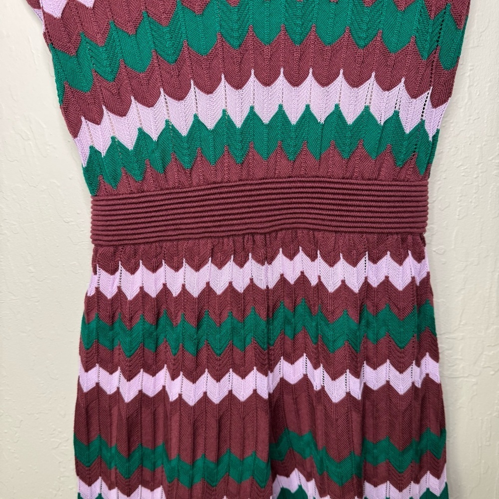 NWT M MISSONI Wide Leg Knit Jumpsuit Long Overalls Zig Zag Pattern V-Neck XS - Picture 11 of 16